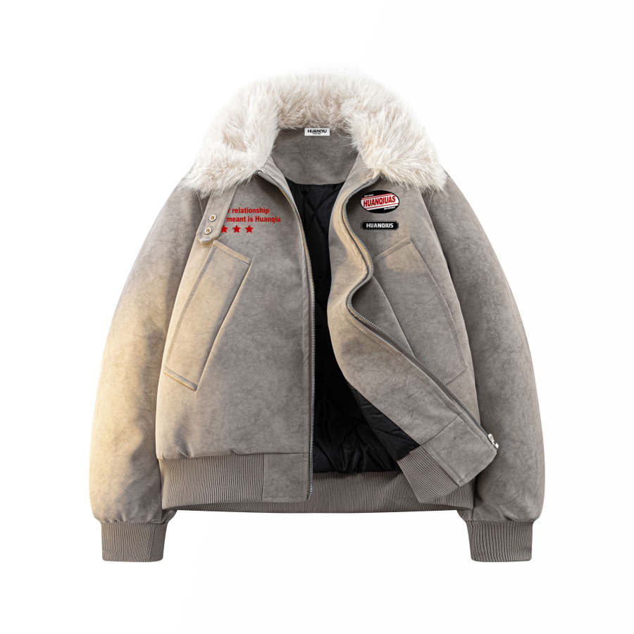 HUANQIU Puffer Jackets Unisex Lapel Thickened Puffer Jacket