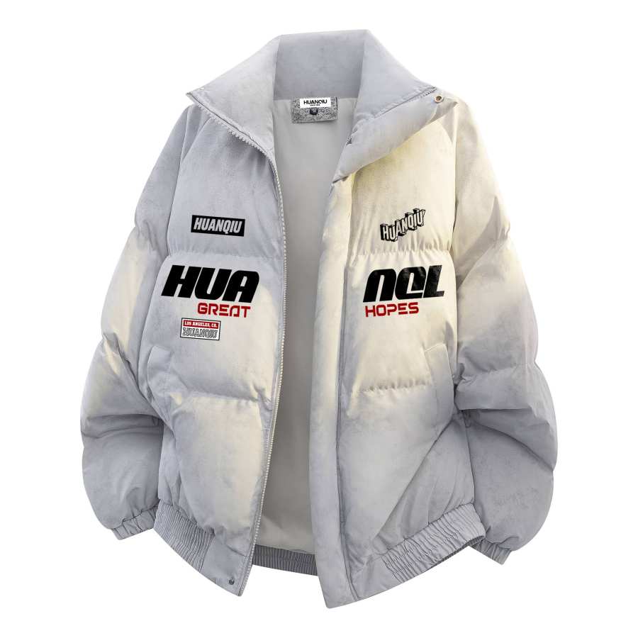 HUANQIU Puffer Jackets Unisex Stand Collar Thickened Padded Puffer Jacket