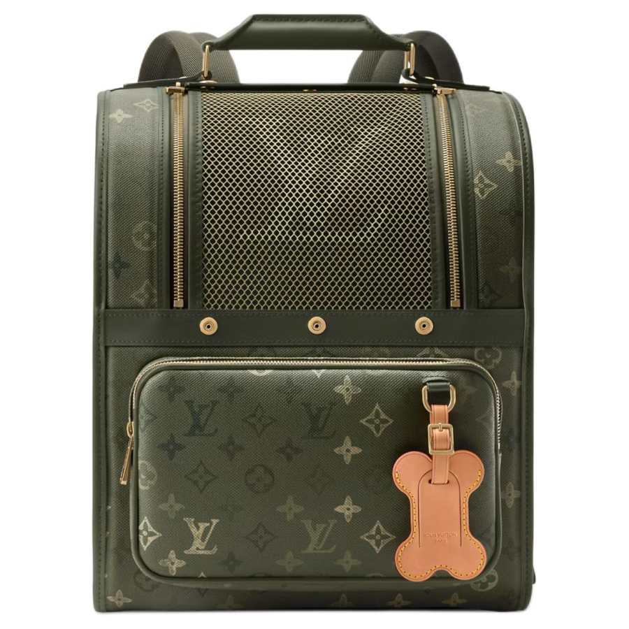 LOUIS VUITTON Monogram Surplus Coated Canvas Backpack Handbag Men's Khaki Green