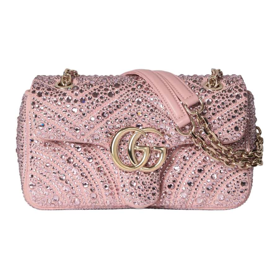 GUCCI GG Marmont Nubuck Shoulder Bag Small Women's Light Pink