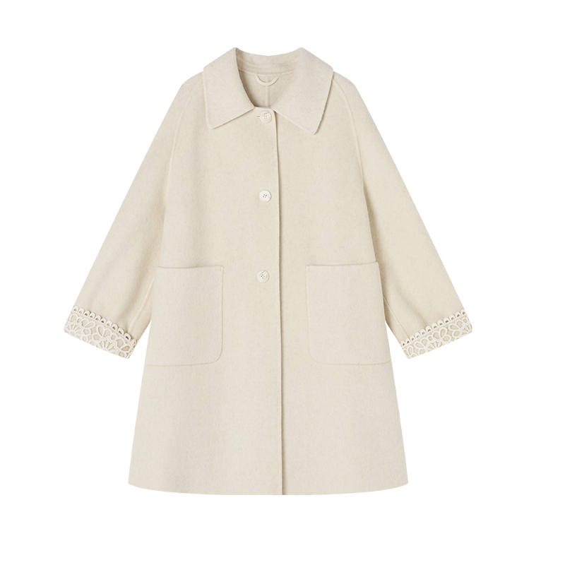 XIANGYING Coats Women's White Lapel Thickened