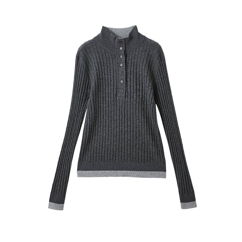 XIANGYING Knitwear Women's Lapel Moderate Mock Two Piece