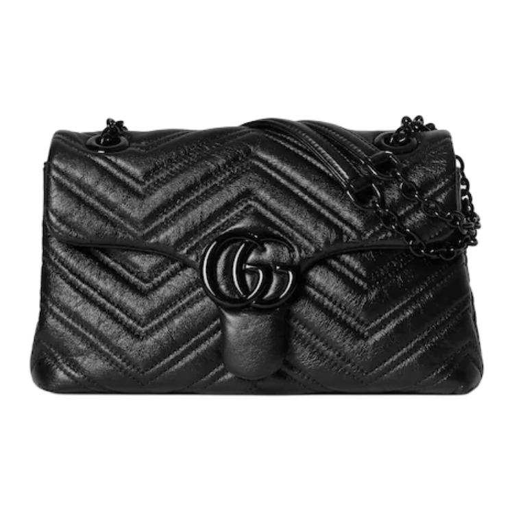 GUCCI GG Marmont Nappa Leather Shoulder Bag Small Women's Black