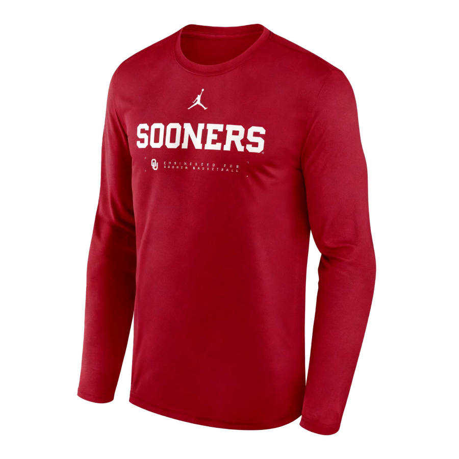 Jordan Jordan Oklahoma Courtside Basketball Shootaround Legend Men's Jordan Brand Dri-FIT College Long-Sleeve T-Shirt