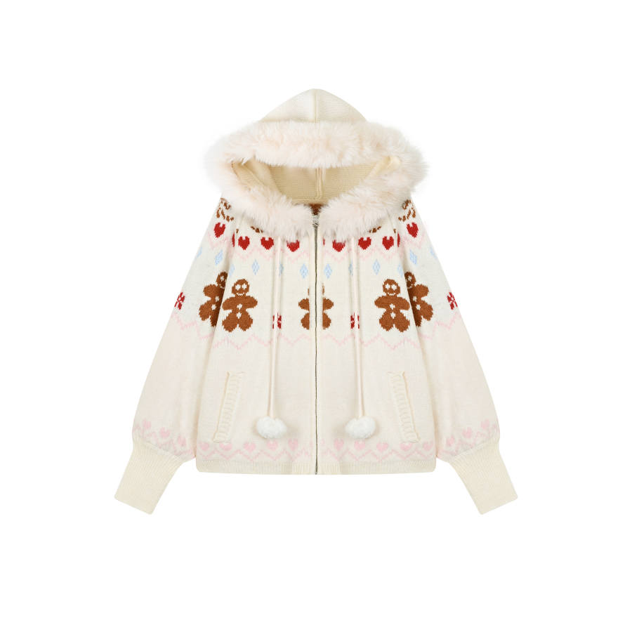 Umoumo Sweaters Women's Hooded Thickened Cardigan