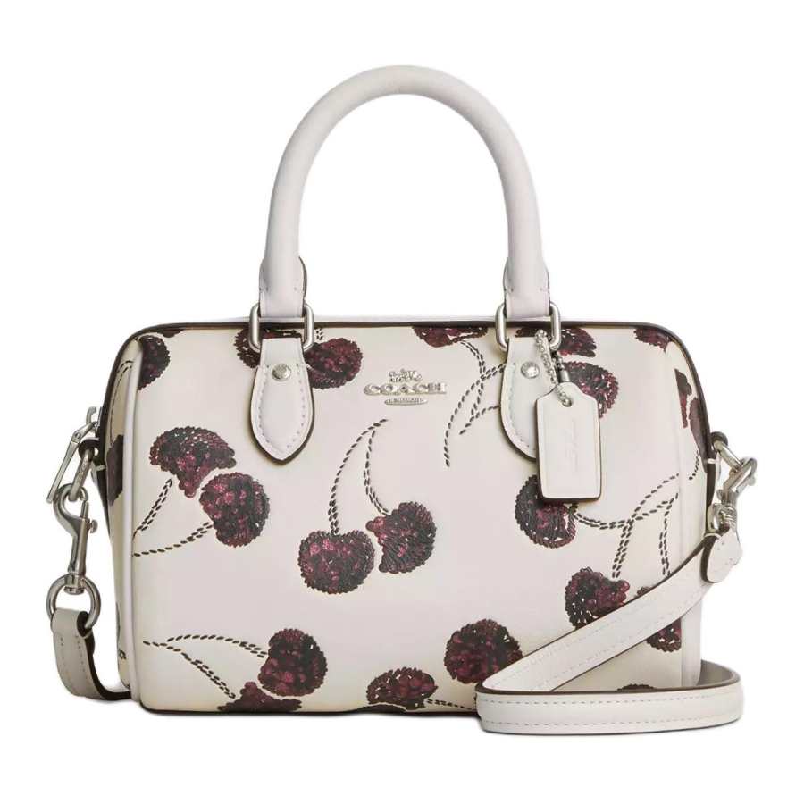 COACH Rowan Refined Cow Leather One Shoulder Handbag Mini Women's Silver & Chalk