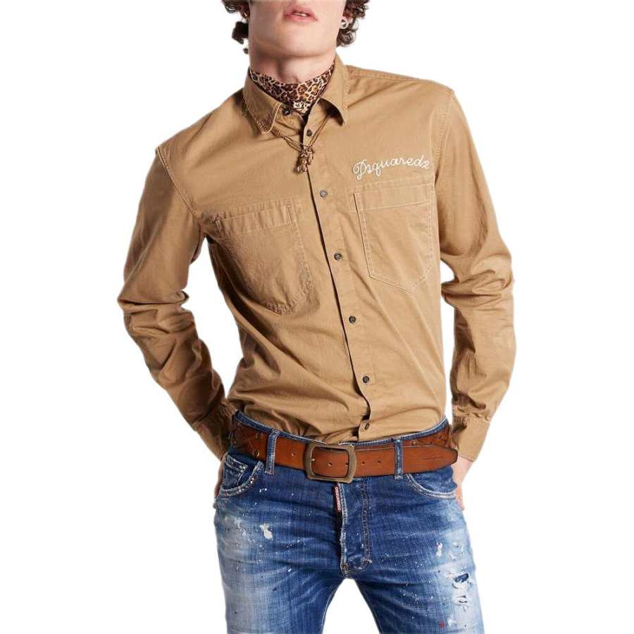 DSQUARED 2 【Previous Season】logo-embroidered button-up shirt