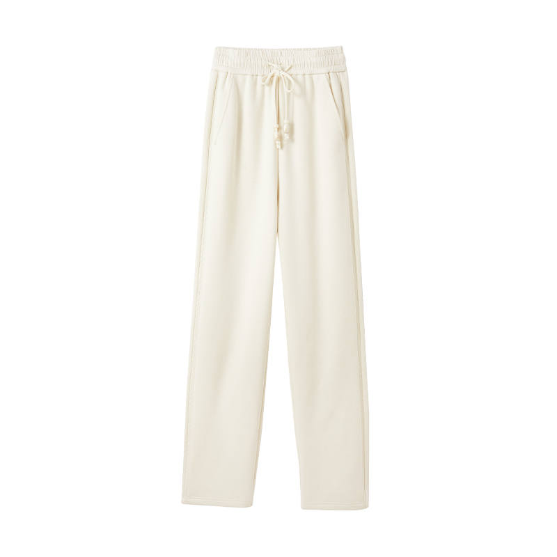 XIANGYING Casual Pants Women's Heron White Thickened And Fleece Lined Wide Leg Pants
