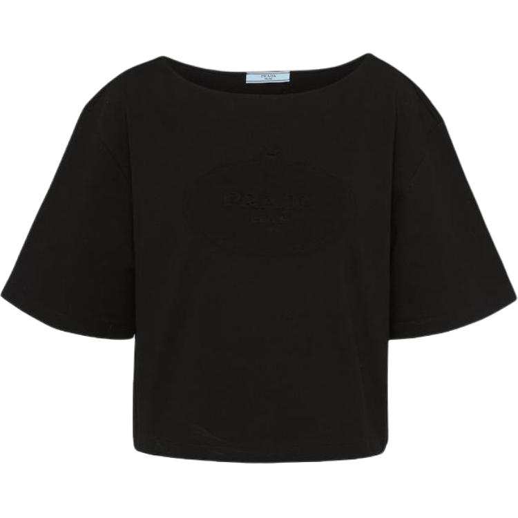 PRADA PRADA SS24 Drop Shoulder Sleeve T Shirt Women's Black