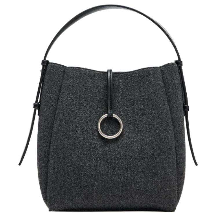 ZARA Polyester Bucket Bag Handbag Mini Women's Gray