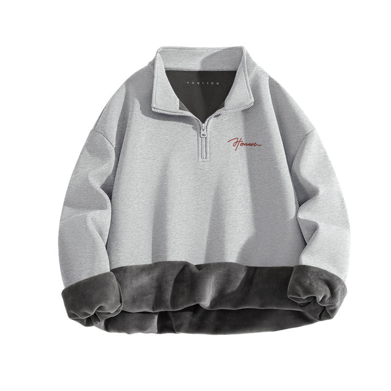 Tonlion Sweatshirts Unisex Stand Collar Moderate Regular