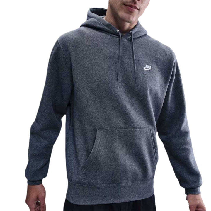 Nike Nike Club Sweatshirts Men's Charcoal Gray/Iron Gray/White Hooded Moderate