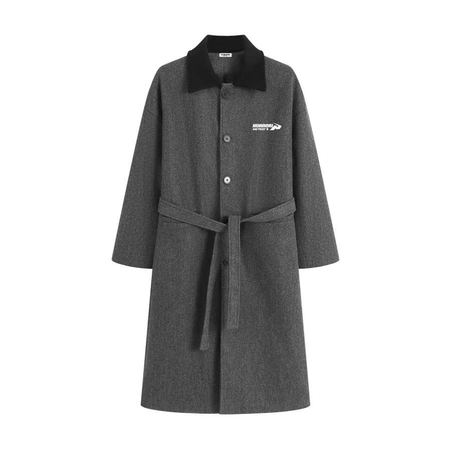 HUANQIU Coats Unisex Lapel Thickened Straight Fit