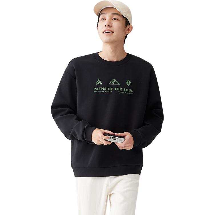 361° Sweatshirts Men's Super Black Crew Neck Thickened Regular