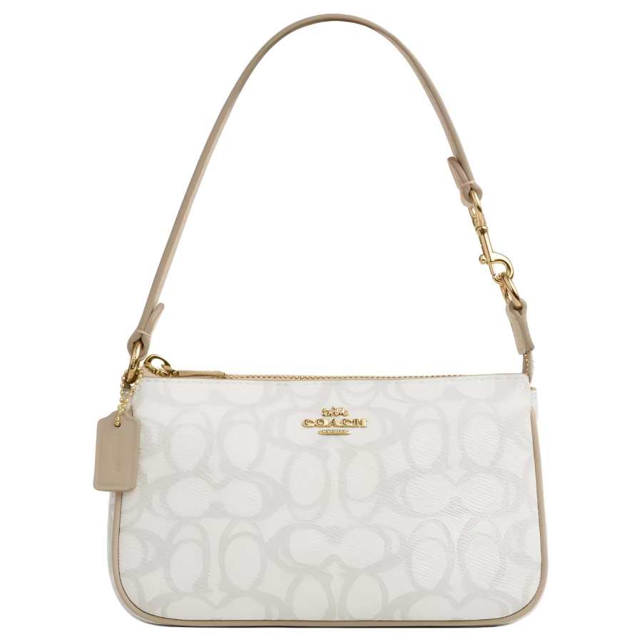 COACH Nolita Coated Canvas Handbag, Shoulder Bag Small Women's Yellow Ivory
