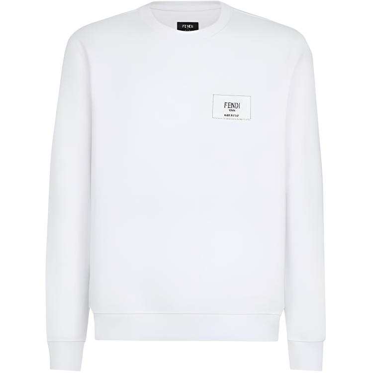 FENDI Sweatshirts Men's White Crew Neck Moderate Regular