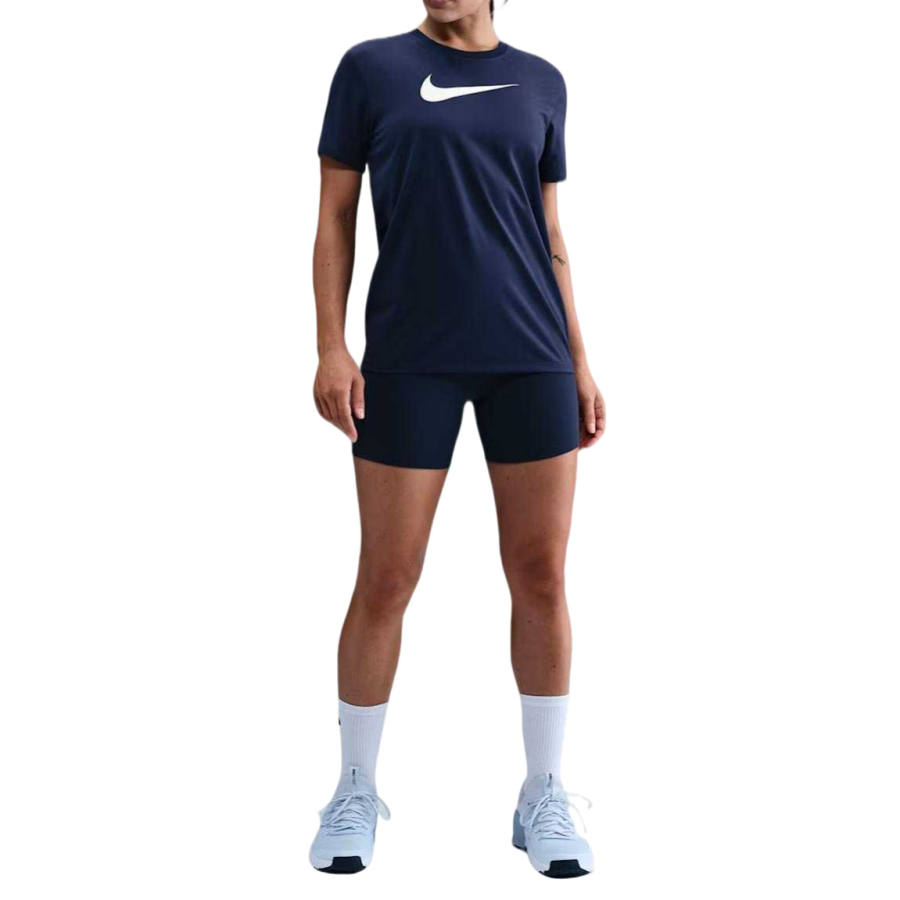 Nike Nike Dri Fit T Shirts Women's Midnight Blue/White Crew Neck