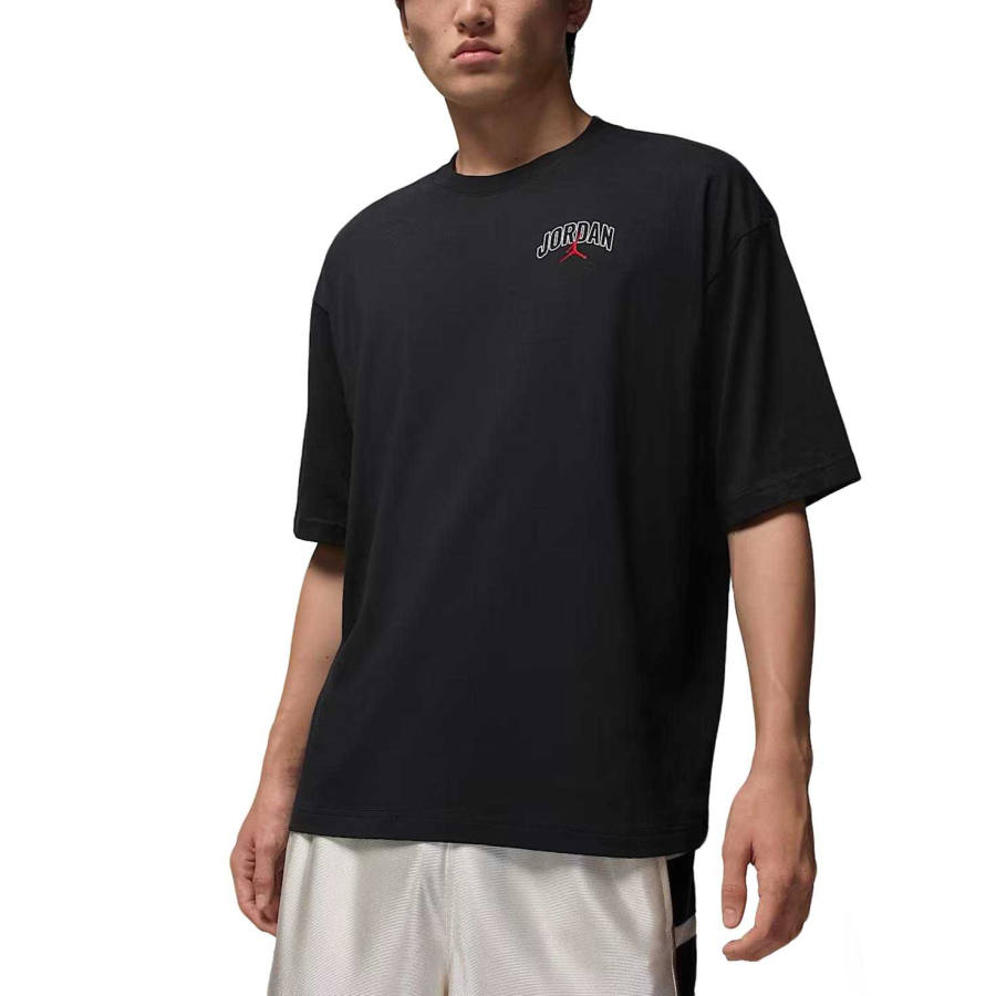 Jordan Jordan Brooklyn T Shirts Men's Black/White/Gym Red Crew Neck