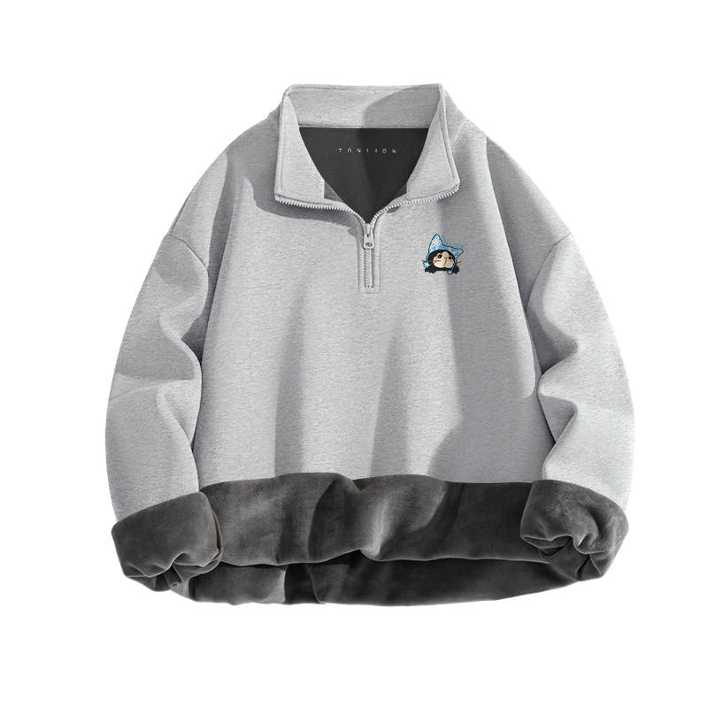 Tonlion Sweatshirts Unisex Stand Collar Moderate Regular