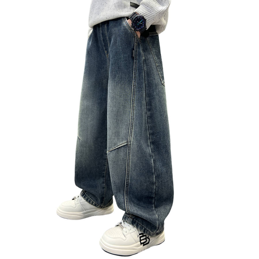 Lanza Casual Jeans Winter Fleece Lined Thermal Individual Pocket Comfortable Pants Blue Teenagers