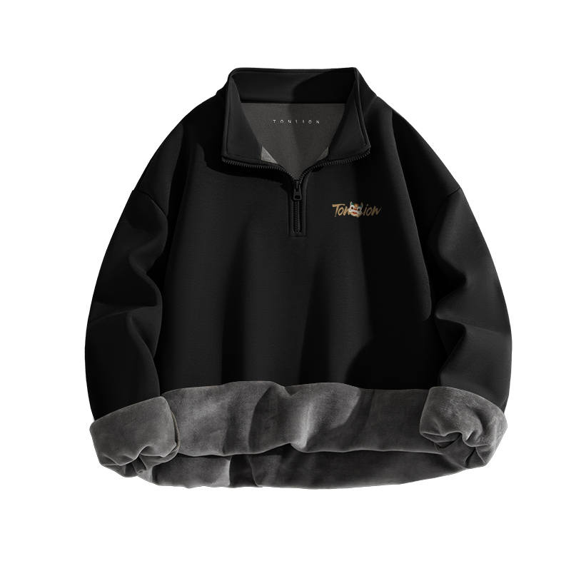 Tonlion Sweatshirts Unisex Stand Collar Moderate Regular