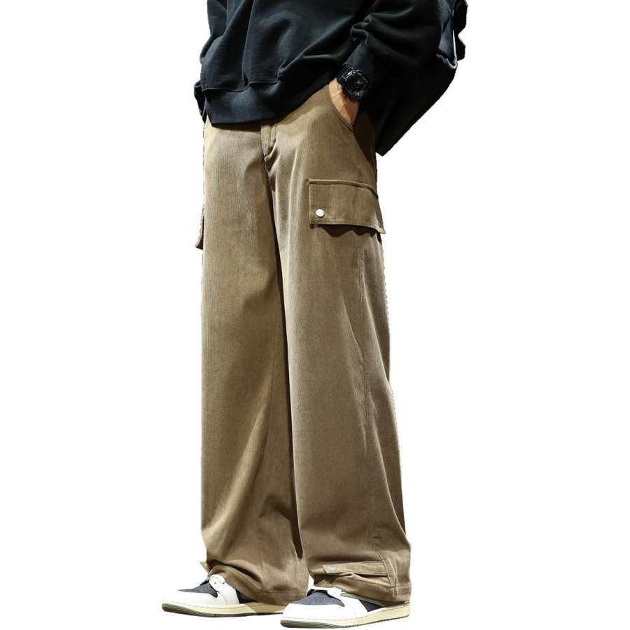 Tonlion Casual Pants Unisex Light Coffee Moderate Straight Fit Pants