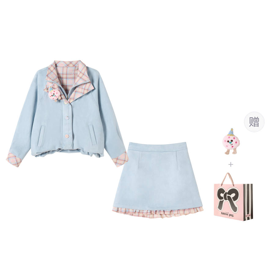 FABRIC PIG Two Piece Skirt Sets Women's Lapel Thin Short