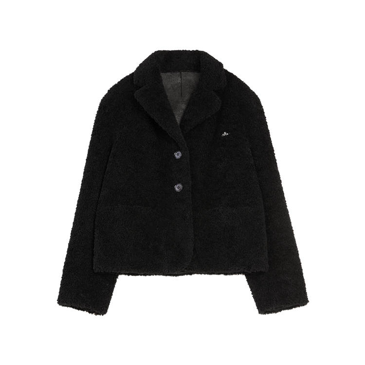 ELLE Velvet Jackets Women's Black Lapel Thickened