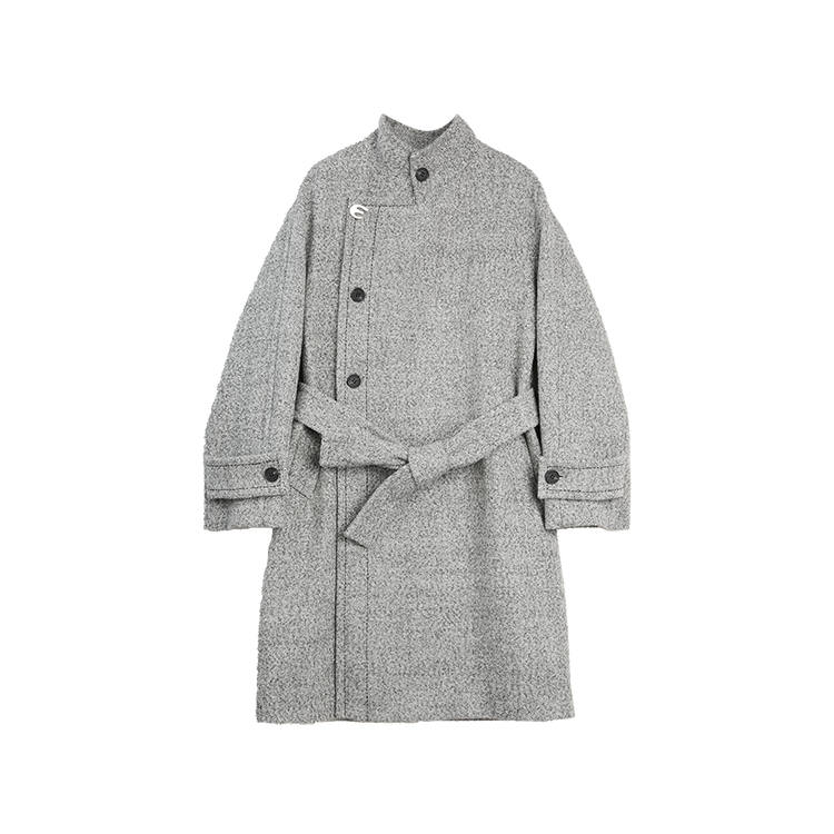 ELLE Coats Women's Medium Gray Stand Collar Moderate Straight Fit