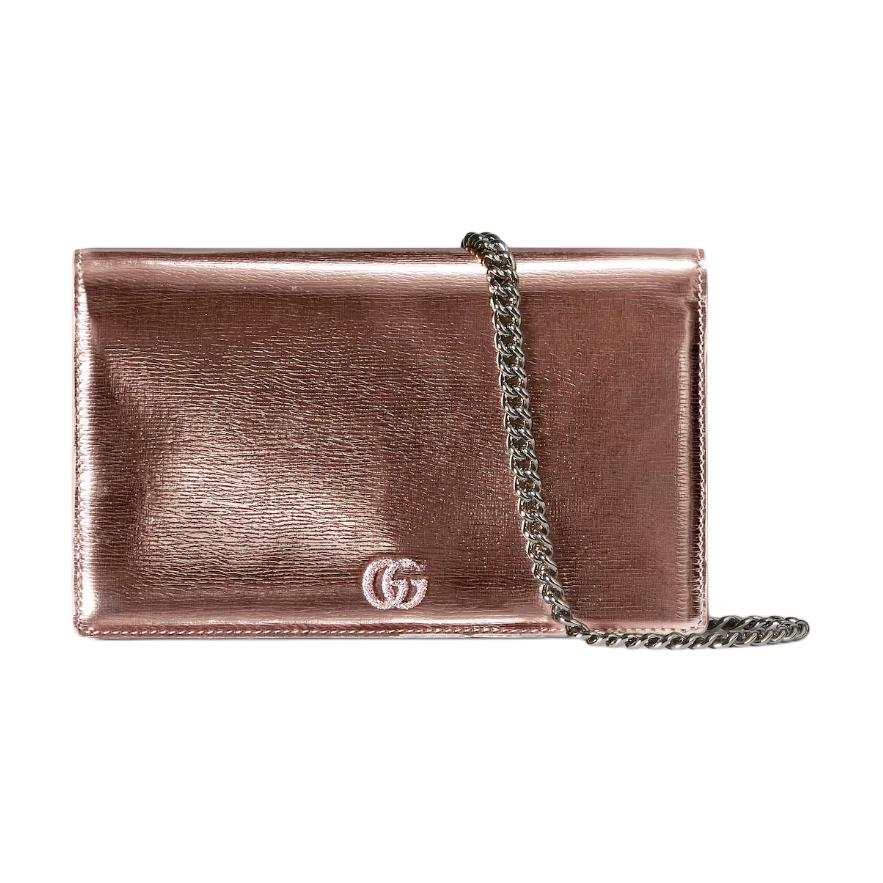 GUCCI GG Marmont Patent Leather Wallet Women's Two tone