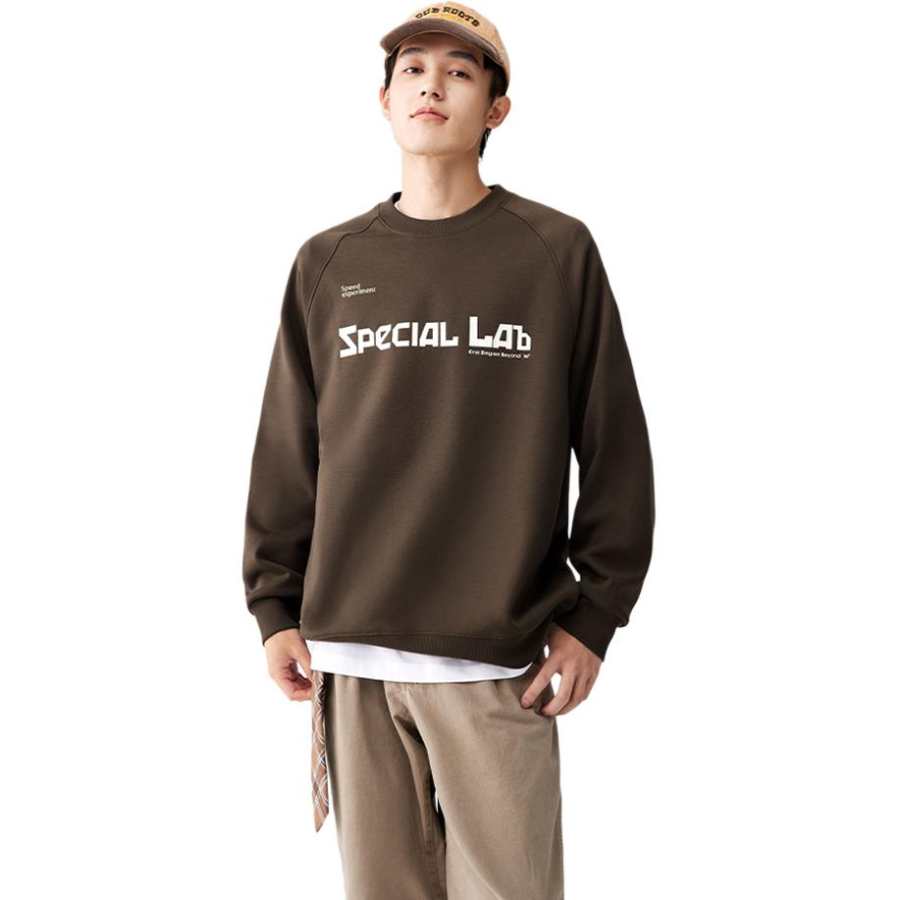361° Sports Fleece Lined Loose Fit Letter Crew Neck Versatile Sweatshirt Men's