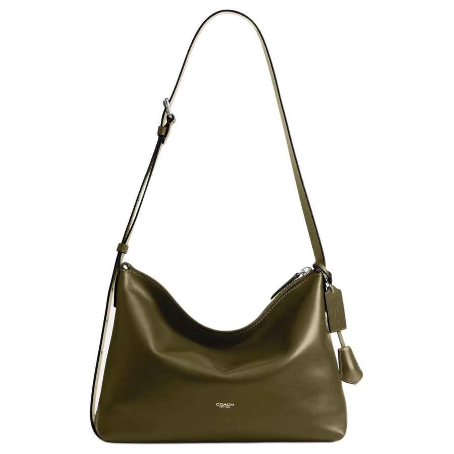 COACH Cow Leather Crossbody Bag, Shoulder Bag Large Unisex Olive Green