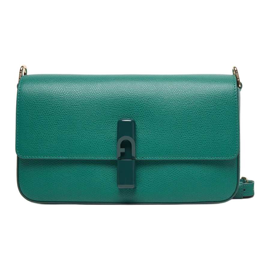 Furla Textured Leather Crossbody Bags Small Women's Jadeite Color