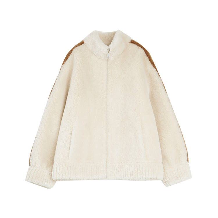 ELLE Velvet Jackets Women's Ecru Stand Collar Moderate