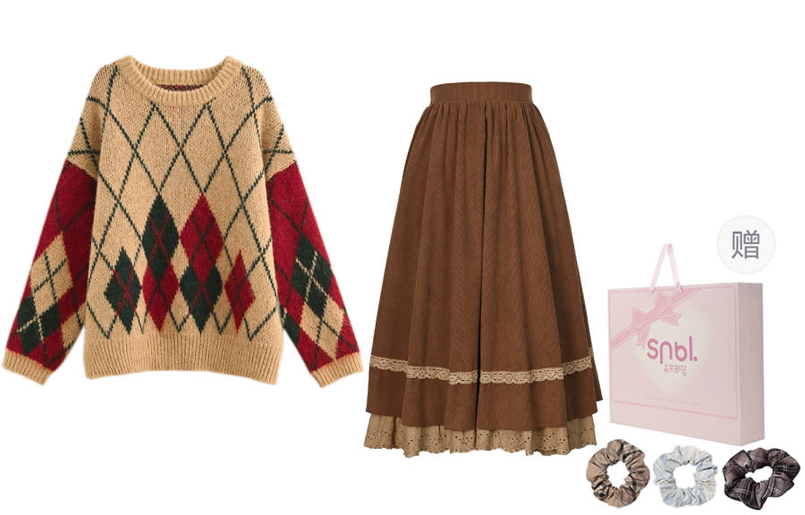 SNBL Two Piece Skirt Sets Women's Crew Neck Moderate Mid Length