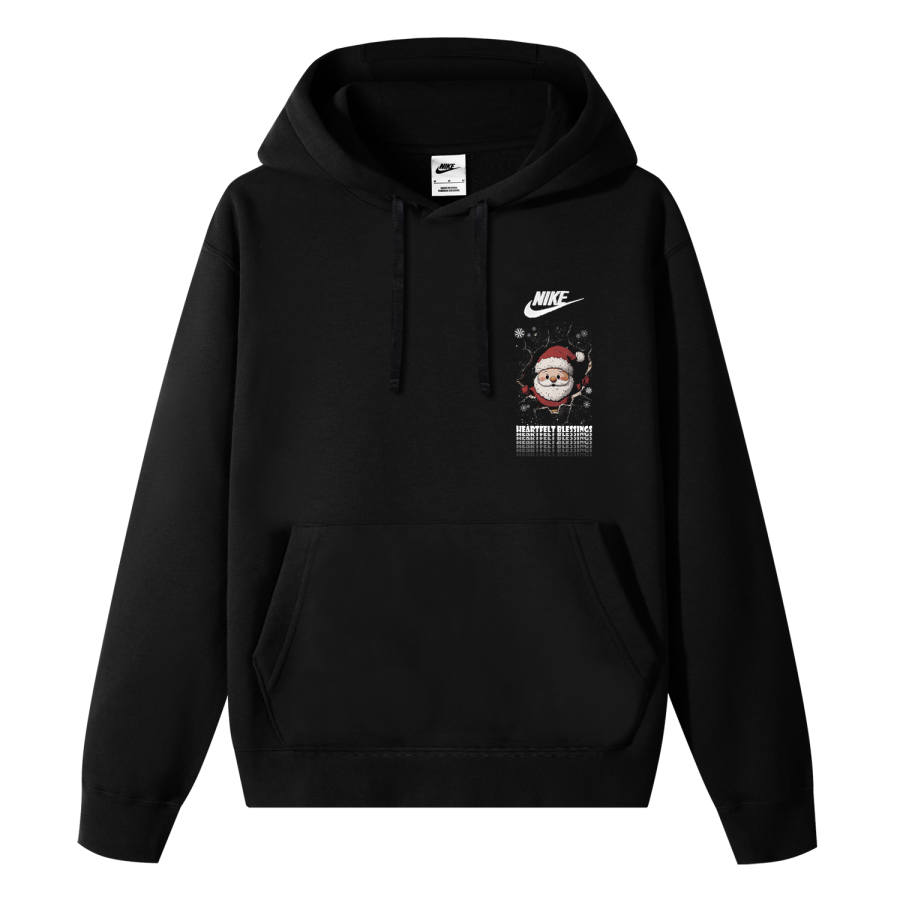 Nike Nike Sportswear Club Fleece Lined Wall Breaking Christmas Thermal Pullover Hooded Sports Sweatshirt Unisex Black