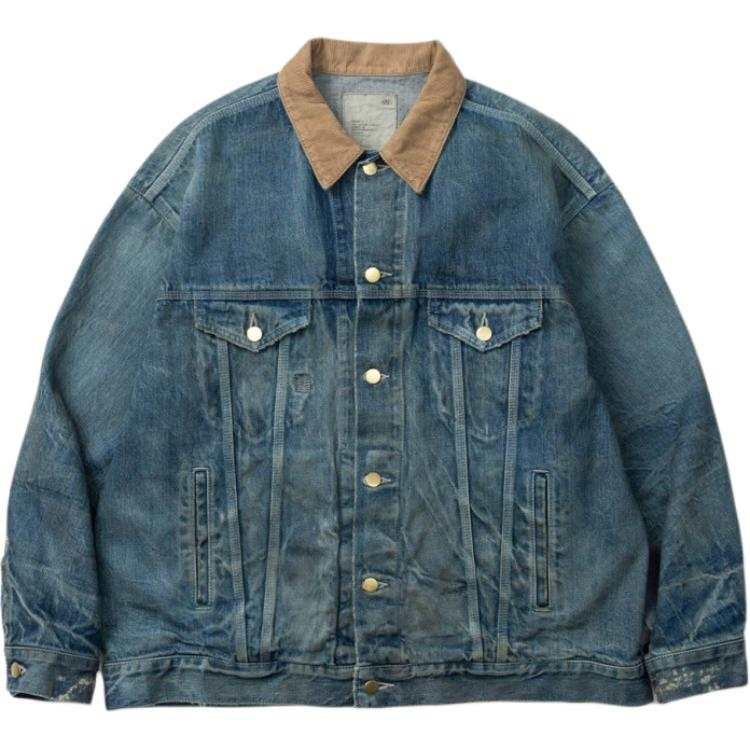 MADNESS Denim Jackets Men's Indigo Lapel Moderate Straight Fit