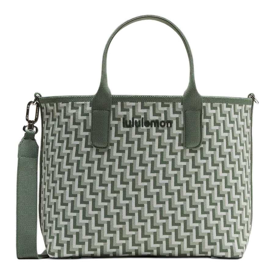 Lululemon Polyester Tote Bag, Shopping Bag, Shoulder Bag, Handbag Small Women's Gray & Jadeite Gray