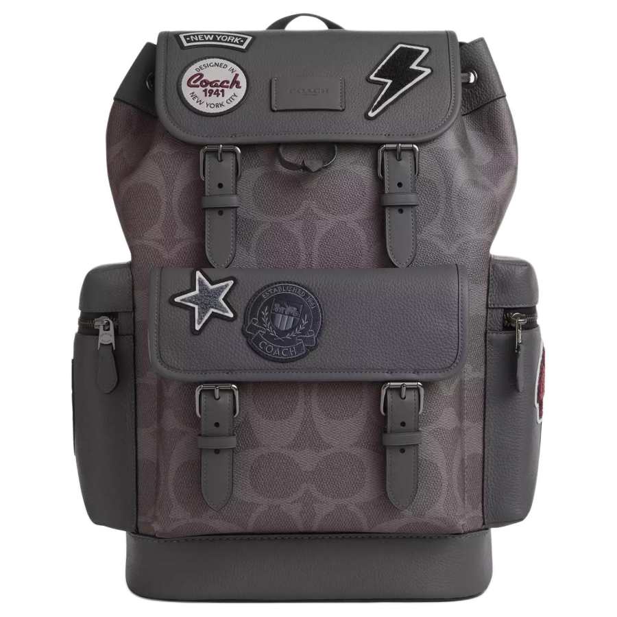 COACH COACH Sprint Cow Leather With Artificial Leather And Textile Backpack Large Men's Gray Copper