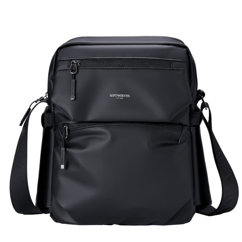 SEPTWOLVES Fabric Crossbody Bag, Shoulder Bag Men's Black