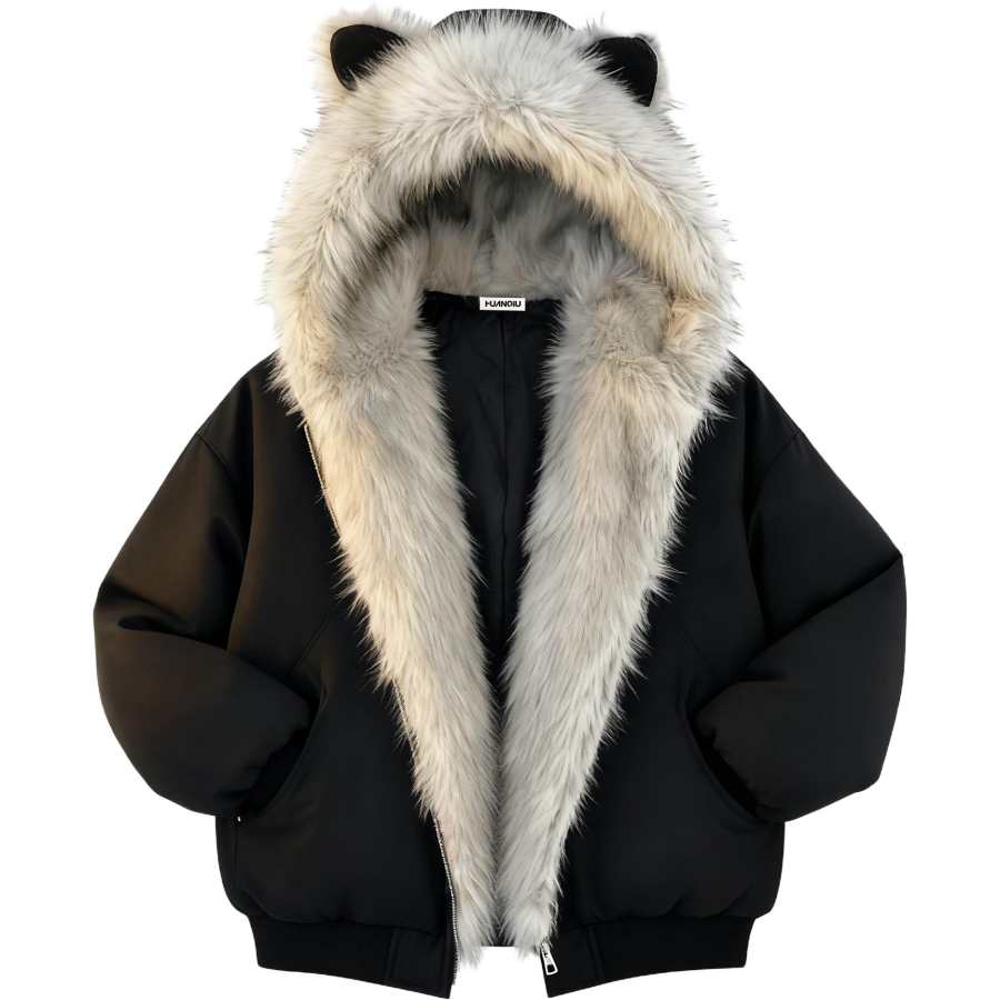 HUANQIU Puffer Jackets Unisex Hooded Thickened Puffer Jacket