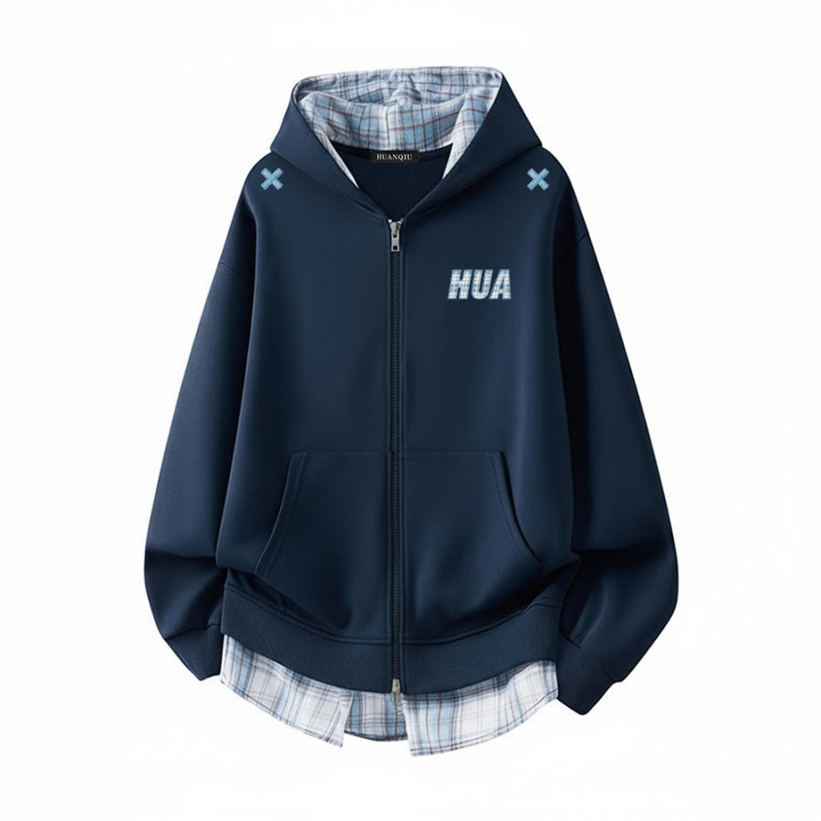 HUANQIU Sweatshirts Unisex Hooded Thickened Cardigan