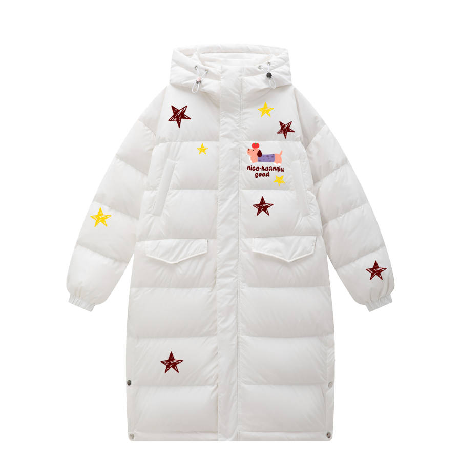 HUANQIU Down Jackets Unisex Hooded Thickened Down Coat
