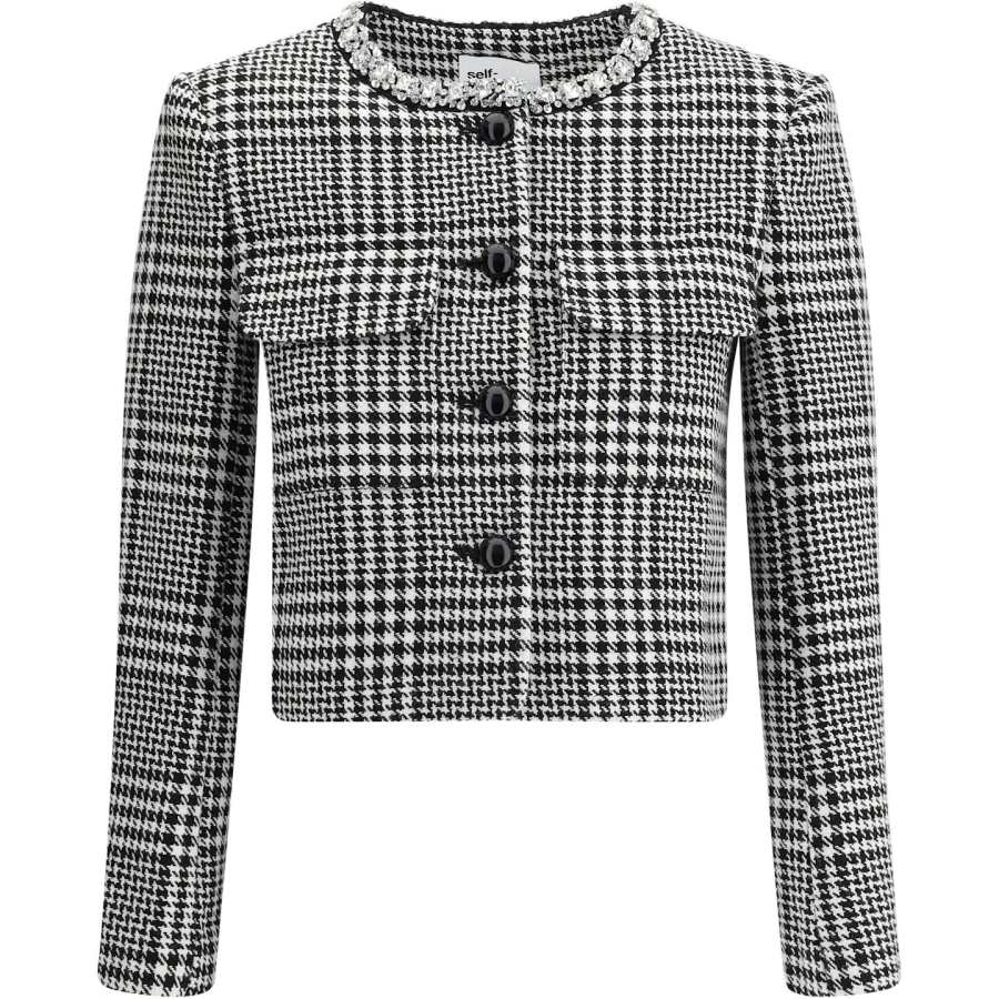 Self-portrait Self-portrait houndstooth cropped jacket