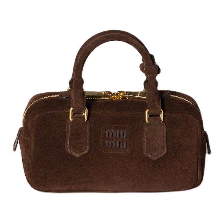 MIU MIU Arcadie Leather Handbag Women's Dark Brown