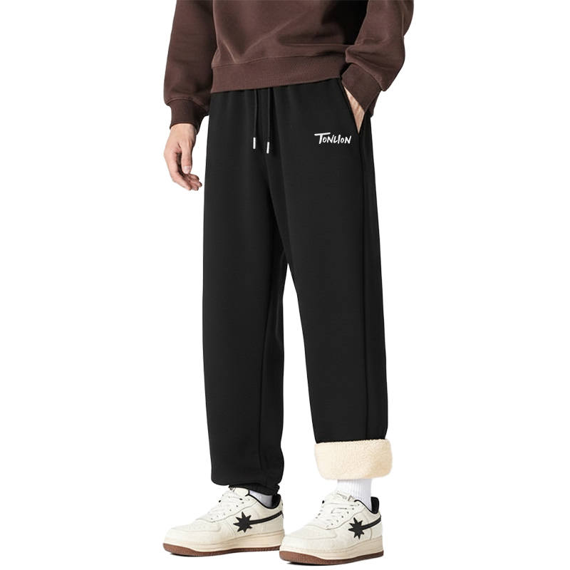 Tonlion Casual Pants Unisex Thickened And Fleece Lined Sweatpants