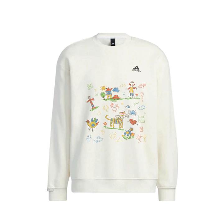 Adidas Adidas LABEL Sweatshirts Unisex White Crew Neck Moderate Regular