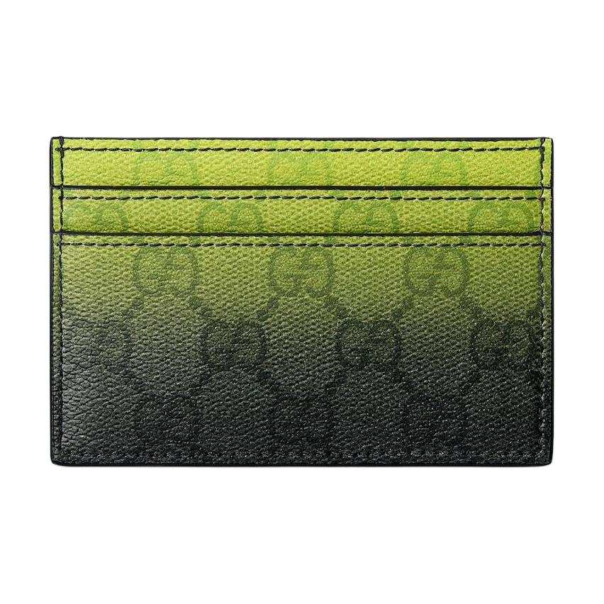 GUCCI Coated Fabric Card Holder Men's Lime & Black
