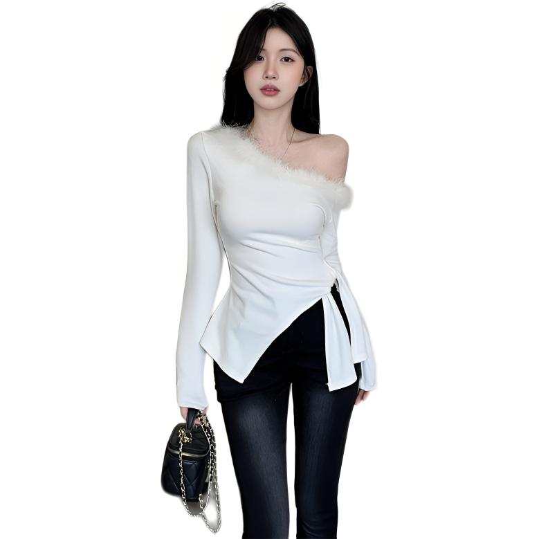 VENICEW Knitwear Women's Asymmetrical Collar Moderate