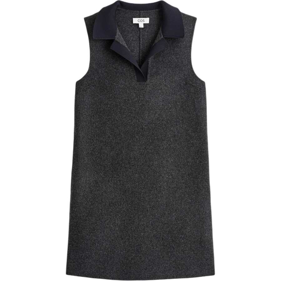 COS Sleeveless Dresses Women's Dark Gray Polo Collar Moderate Short
